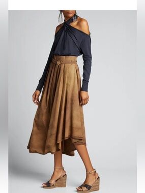 Brunello Cucinelli tie-dyed belted asymmetric skirt
